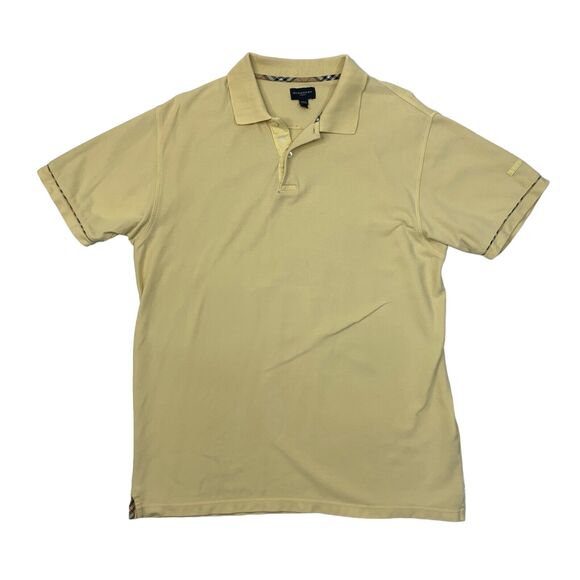 Burberry Polo Shirt Mens M Medium Daffodil Yellow Cotton Golf Plaid Trim *READ - Picture 1 of 16